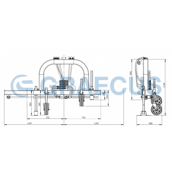 Базова рамка с 2 хидравлично изнасящи се рамена за трактор Graecus CHIMERA DH120