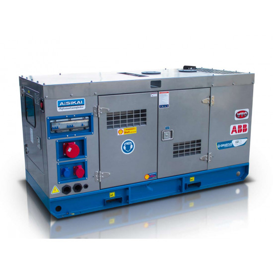 Трифазен дизелов генератор затворен тип с основа, 23 kVA с водно охлаждане и автоматичен превключвател Graecus GD23