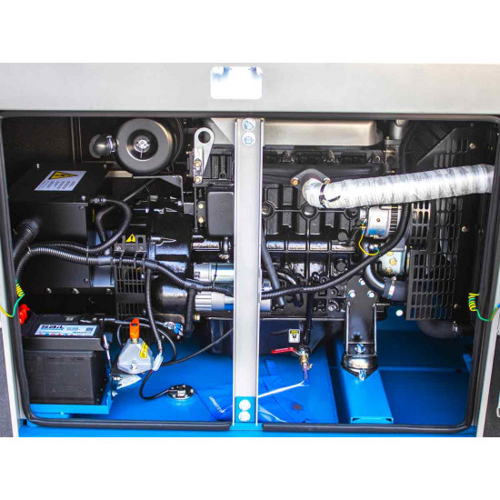 Трифазен дизелов генератор затворен тип с основа, 23 kVA с водно охлаждане и автоматичен превключвател Graecus GD23