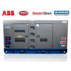 Трифазен дизелов генератор затворен тип с основа, 96 kVA с водно охлаждане и автоматичен превключвател Graecus GD96